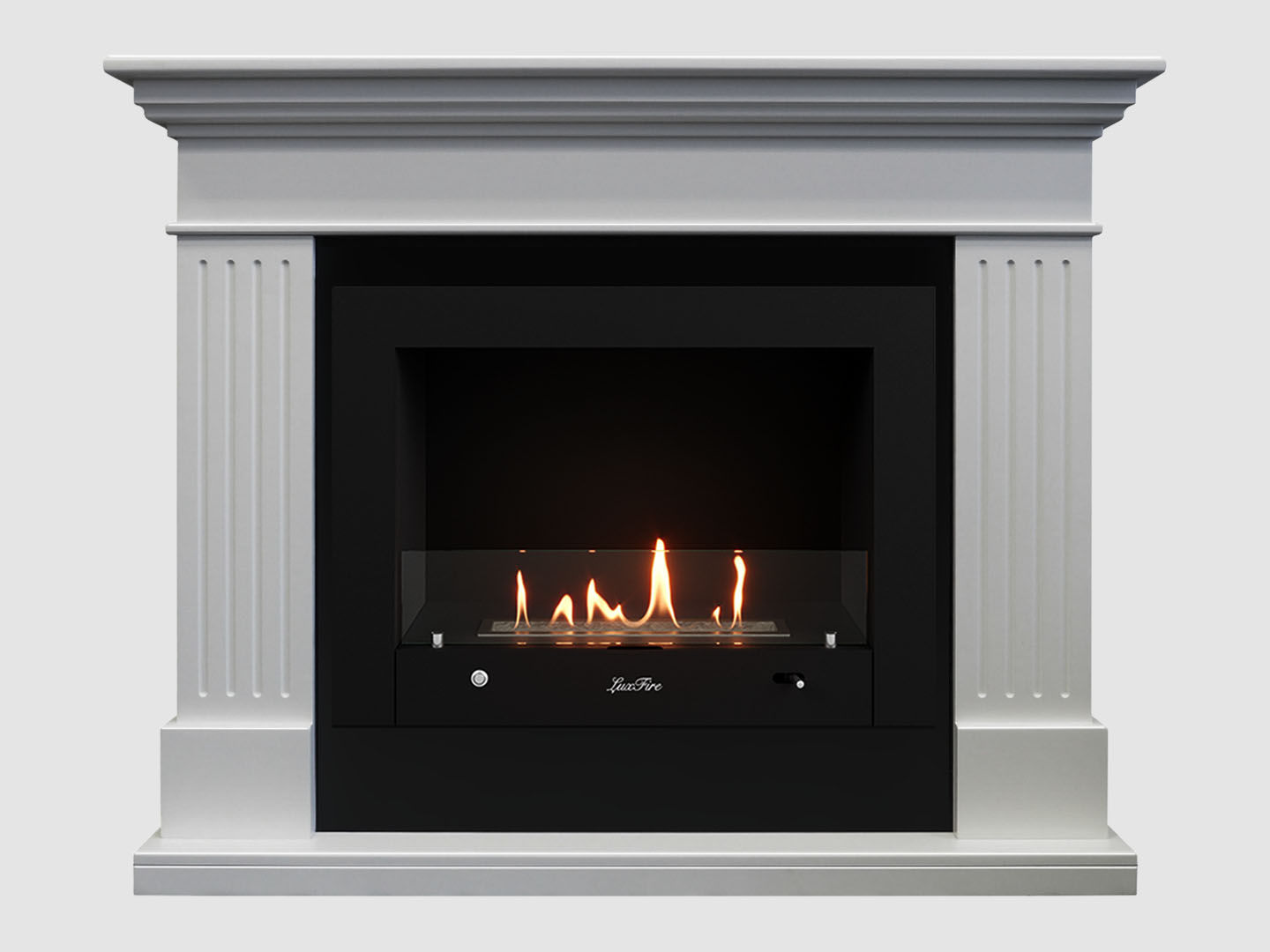 Каминный портал МДФ "Турин 1350" с биокамином Lux Fire "Фаер Бокс 4-33" (белый) по цене 125 000 руб.