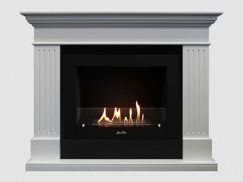 Каминный портал МДФ "Турин 1350" с биокамином Lux Fire "Фаер Бокс 2-33" (белый)