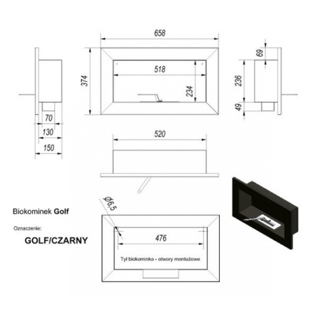 Биокамин Kratki GOLF VERTICAL, TUV по цене &euro;155